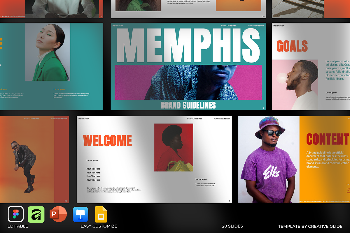 Memphis Brand Guidelines Template, a Presentation Template by Creative Glide (Photo 1 of 10)