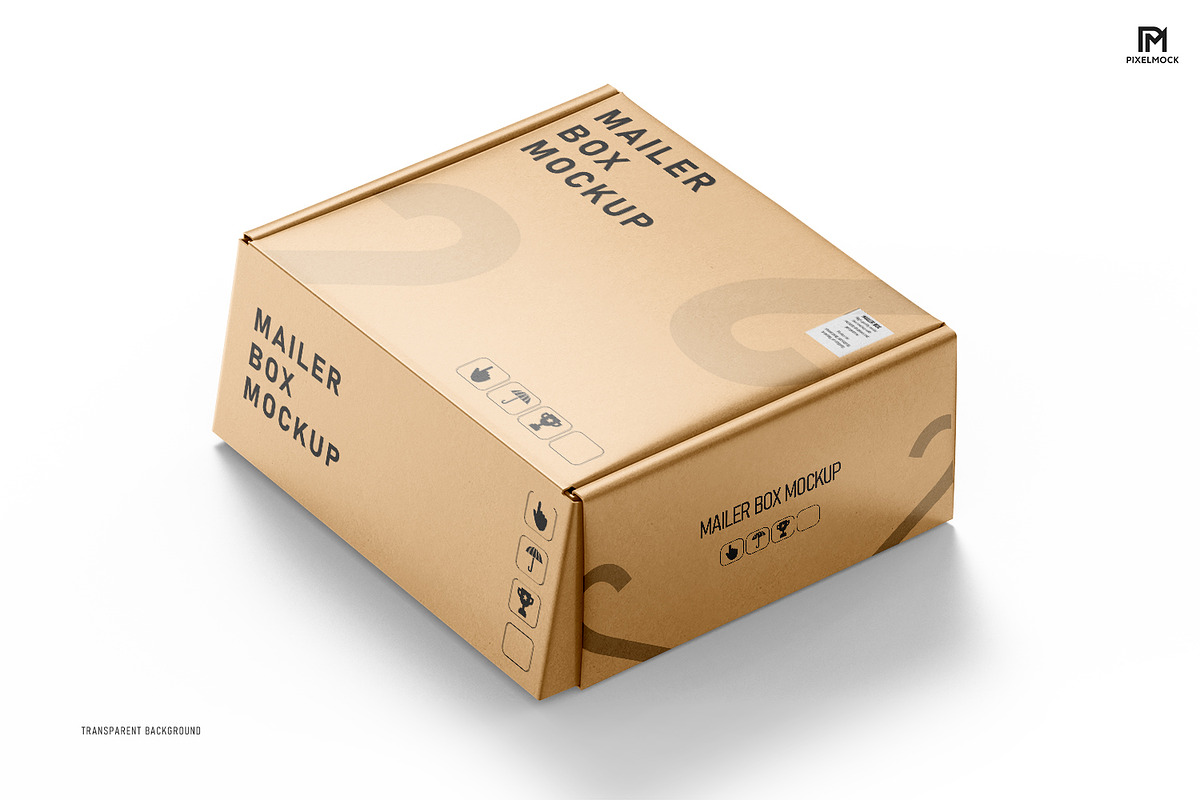 Square Kraft Mailer Box Mockup Set, a Packaging Mockup by pixelmock (Photo 3 of 19)
