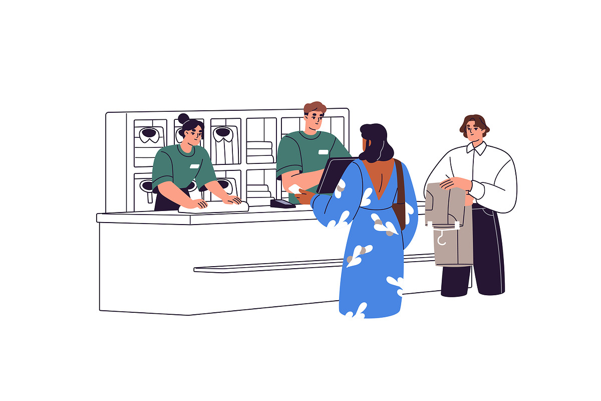 People pay at store checkout set, a Person Illustration by PaperTrident (Photo 9 of 11)
