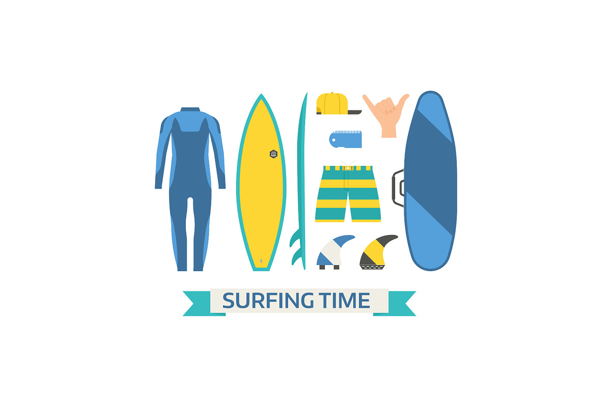 Surfing Trip Vector Elements, an Illustration by Alex Krugli (Photo 3 of 3)