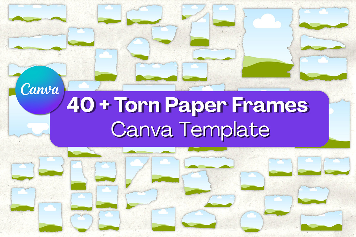 40+ Torn Paper Frames for Canva, a Presentation Template by Wicked Creative (Photo 2 of 9)