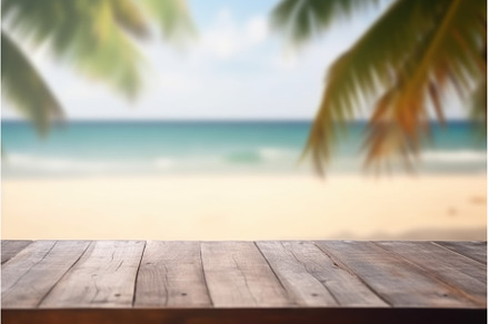 Wooden table tropical beach, a Nature Photo by Ylivdesign