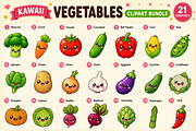 Kawaii Vegetables Clipart PNG Bundle, a Food Illustration by QM_ART (Thumbnail 2 of 4)