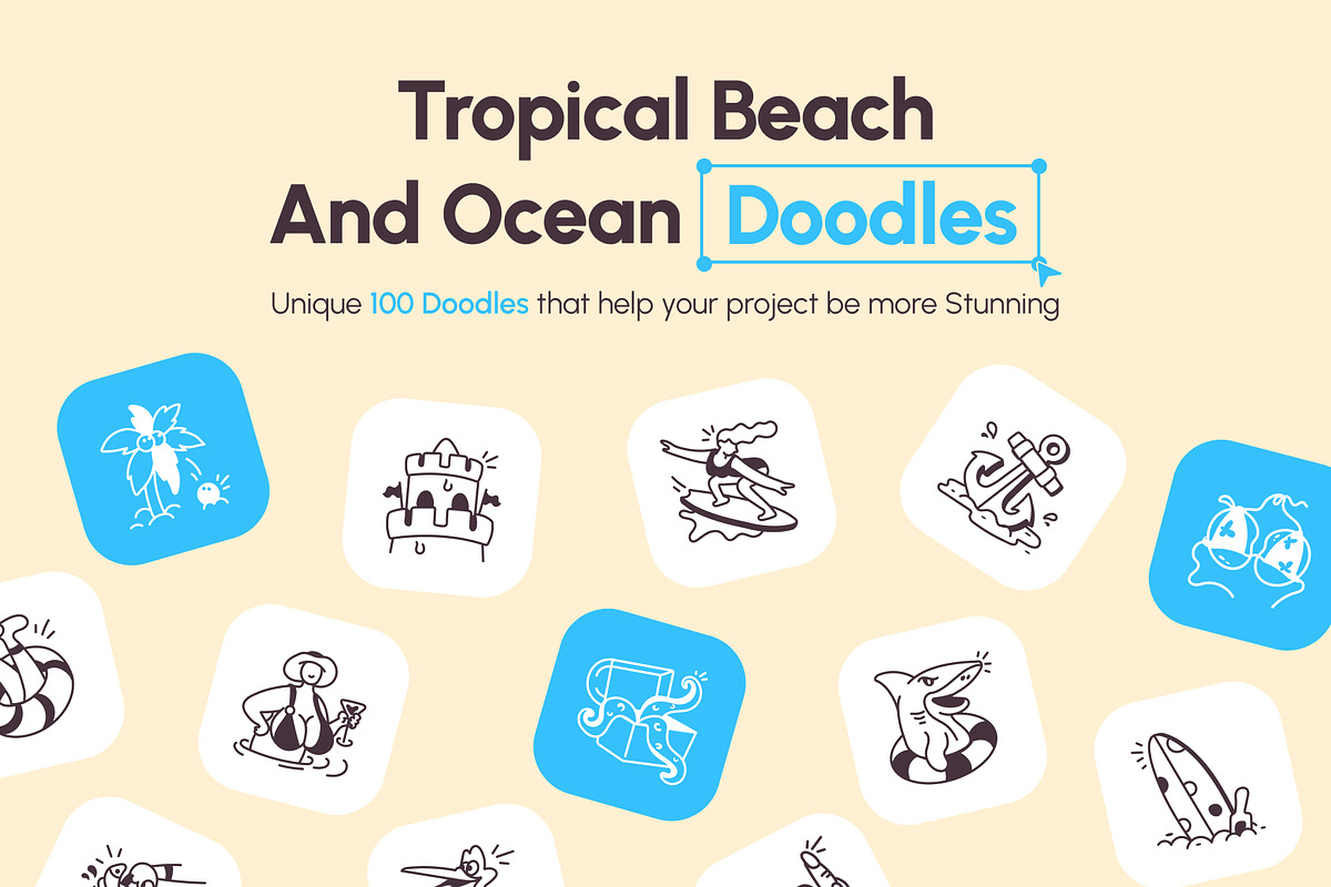 Tropical Beach and Ocean Doodles, an Outline Icon by Vectors Market (Photo 1 of 8)