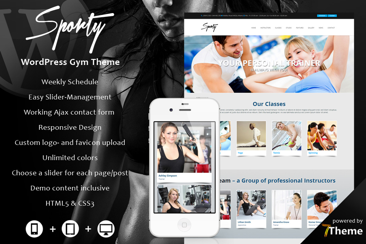 Sporty - WordPress Gym Theme, a WordPress Template by 7Theme (Photo 1 of 5)
