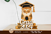 Graduation Owl Decorative Template, a Design Template by LaserCutano (Thumbnail 1 of 6)