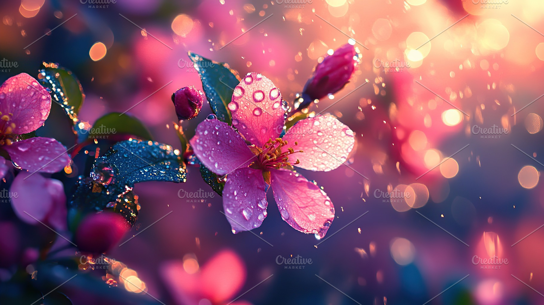 Beautiful pink flowers with sun rays, a Nature Photo by AlyaAnd