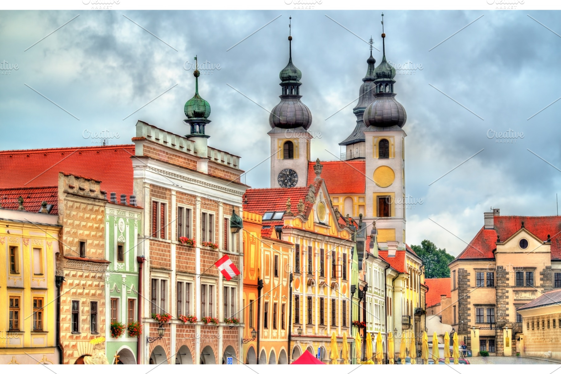 Traditional houses on the main square of telc czech republic featuring telc, an Architecture Photo by Leonid Andronov