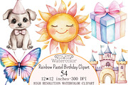 Rainbow Pastel Birthday Clipart, a Seasonal Illustration by Design Market (Thumbnail 1 of 5)