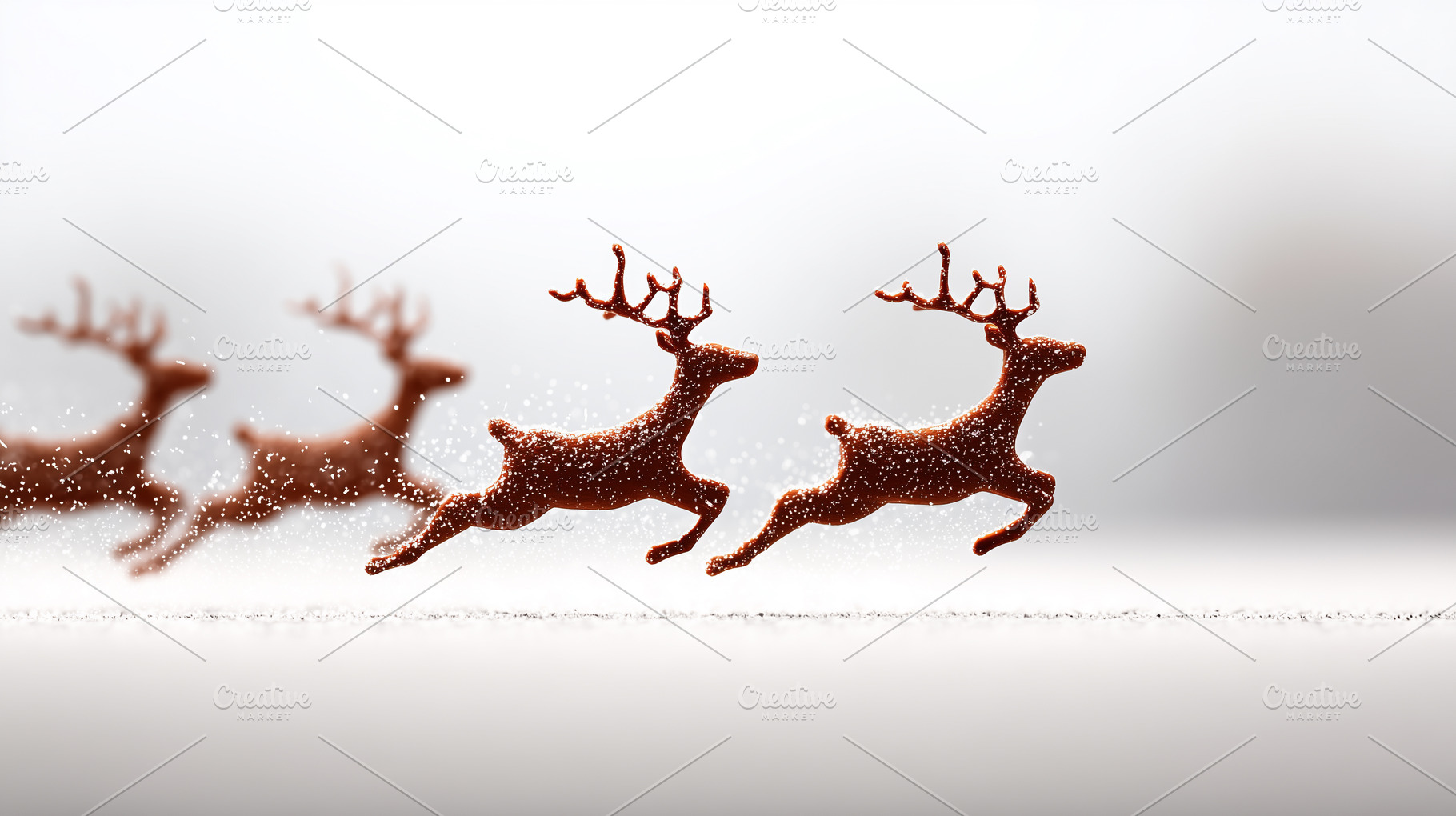 Group of red reindeer gracefully run, a Holiday Photo by MistyDay