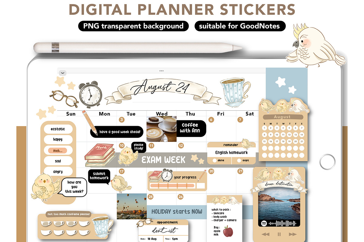 back to school PNG planner stickers, a Design Template by hanacrochetdesign (Photo 2 of 11)