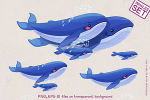 vector Whales family