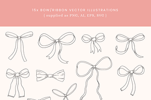 Floral Bows Vector Illustrations