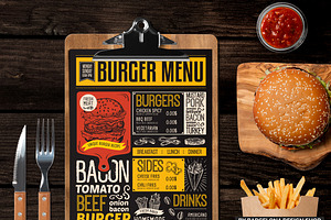 FREE! Trifold + Burger Food Menu, a Brochure Template by BarcelonaShop