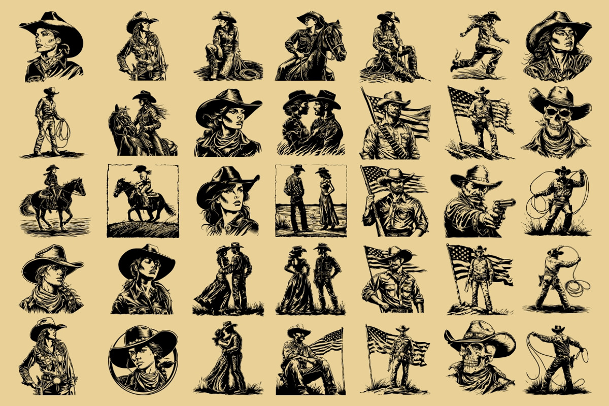 Western Cowboy and Cowgirl, an Illustration by Nocturnal Wolf (Photo 8 of 16)