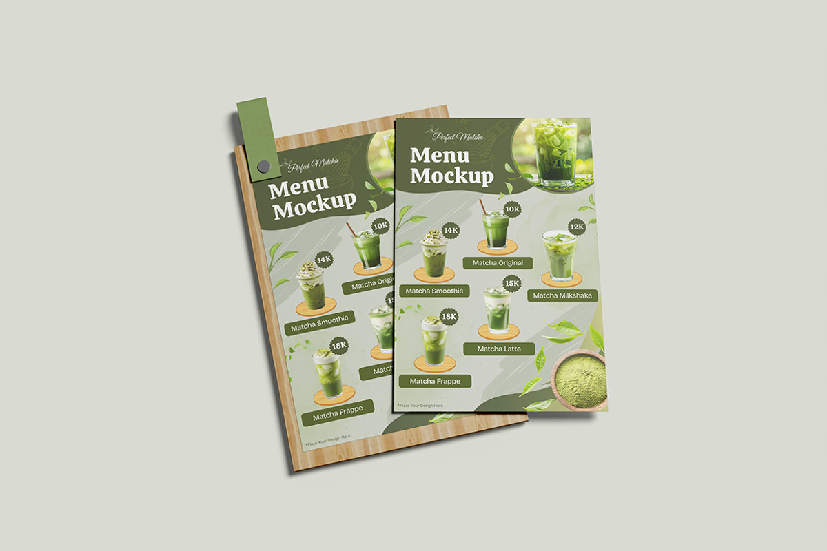 Modern Menu Mockup For Branding, an Advertising Mockup by bimockup (Photo 2 of 6)