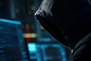 Mysterious hacker in dark hoodie, a Technology Photo by MistyDay