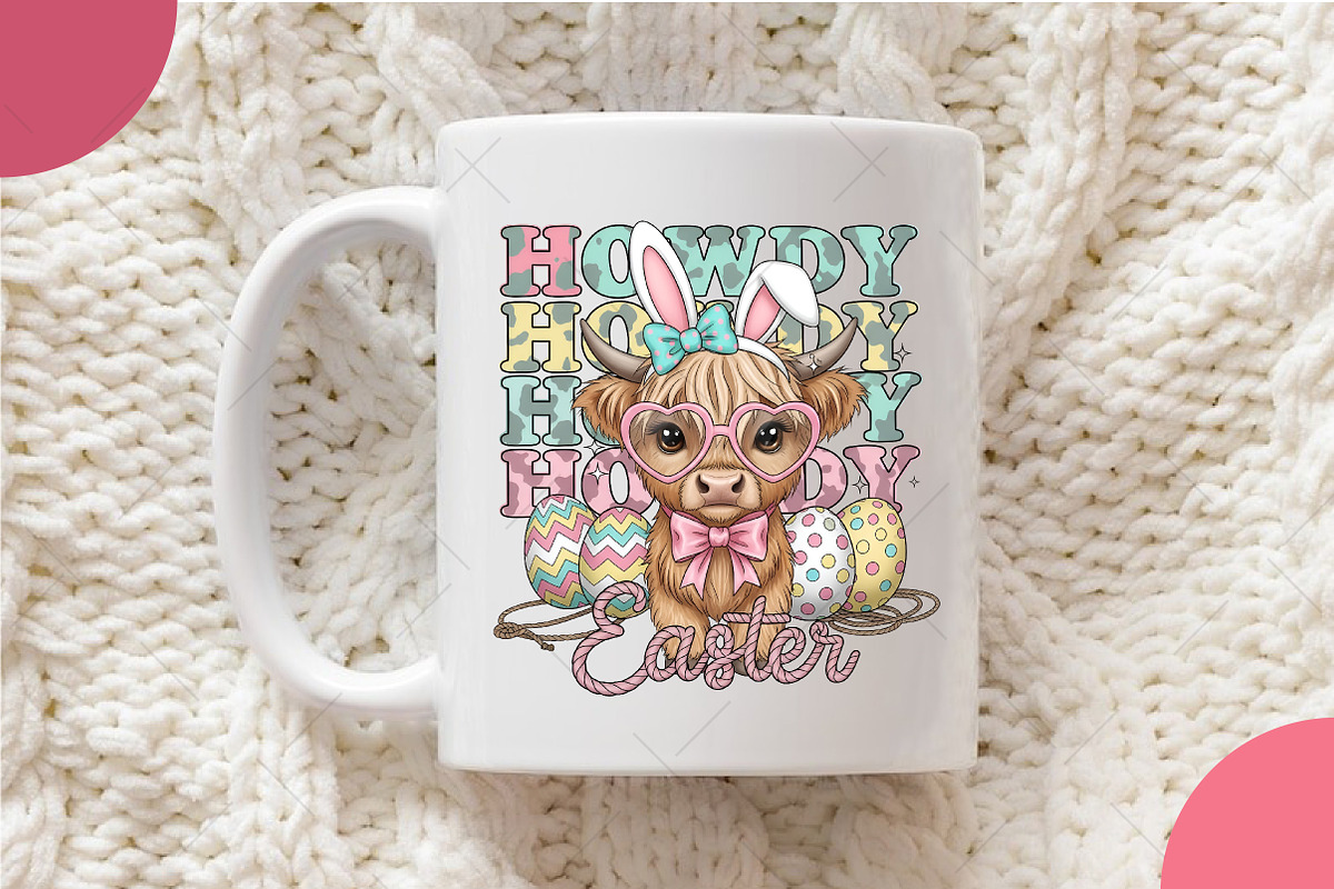 Howdy Easter, Easter Highland Cow PN, an Illustration by OK Design (Photo 5 of 6)