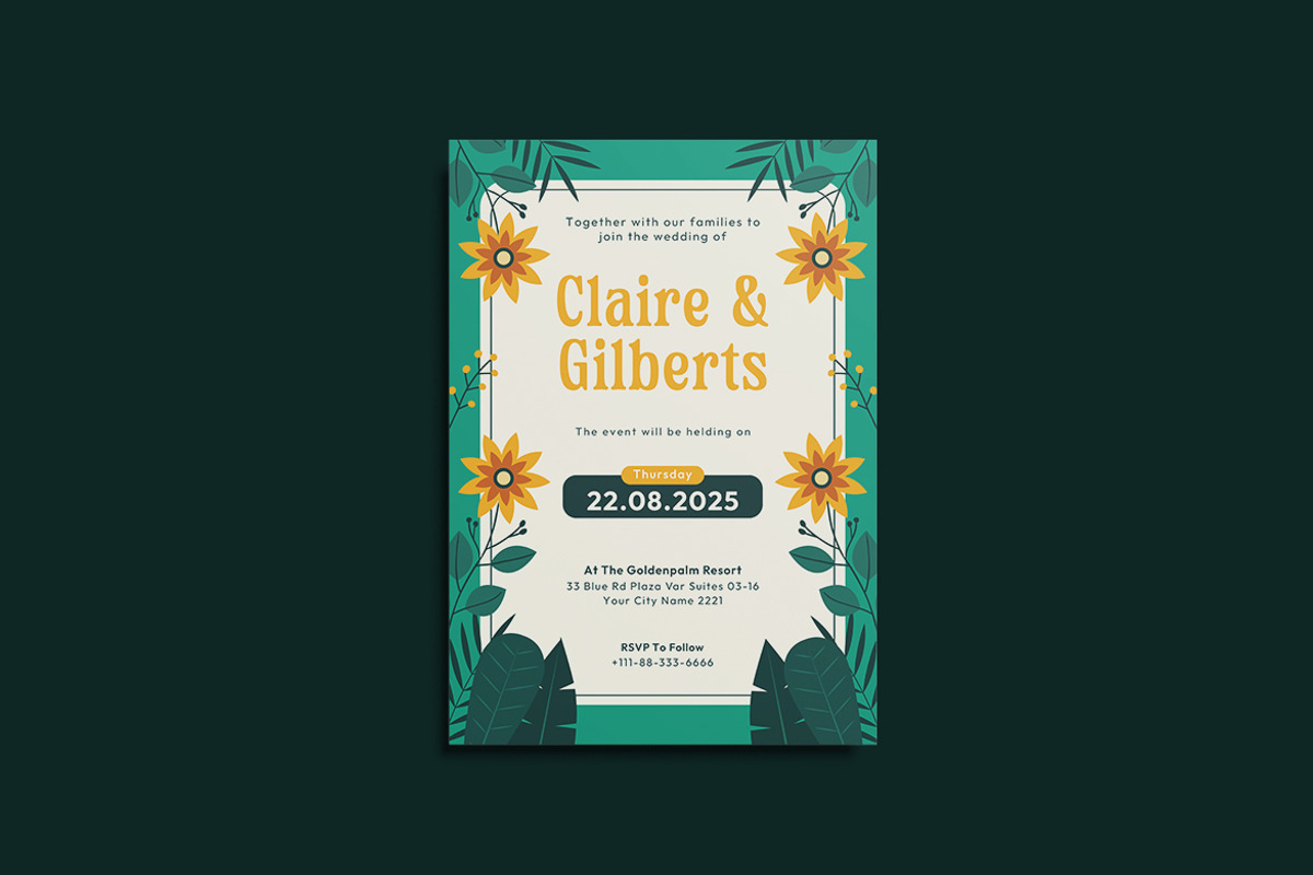 Road Green Floral Wedding Invitation, an Invitation Template by iDoodle Studio (Photo 4 of 4)