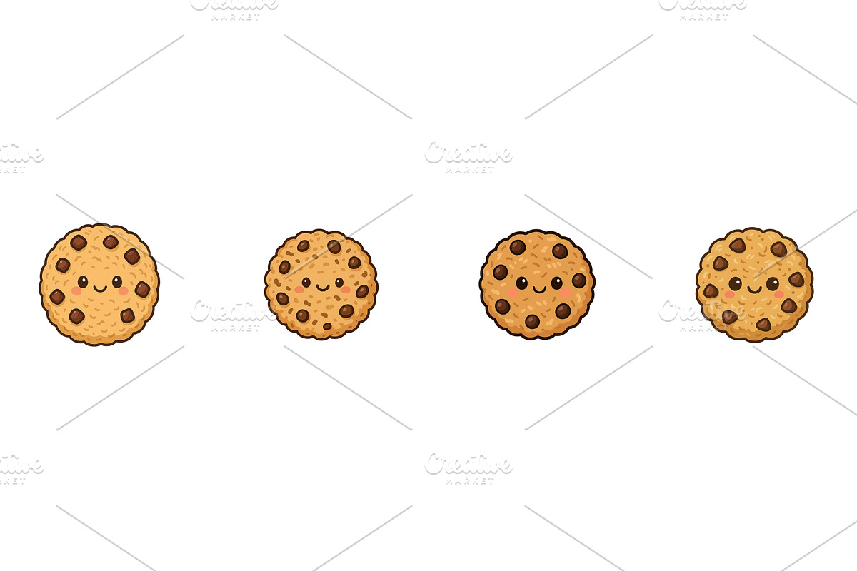 Happy cartoon cookies with chocolate, an Illustration by ZinetroN