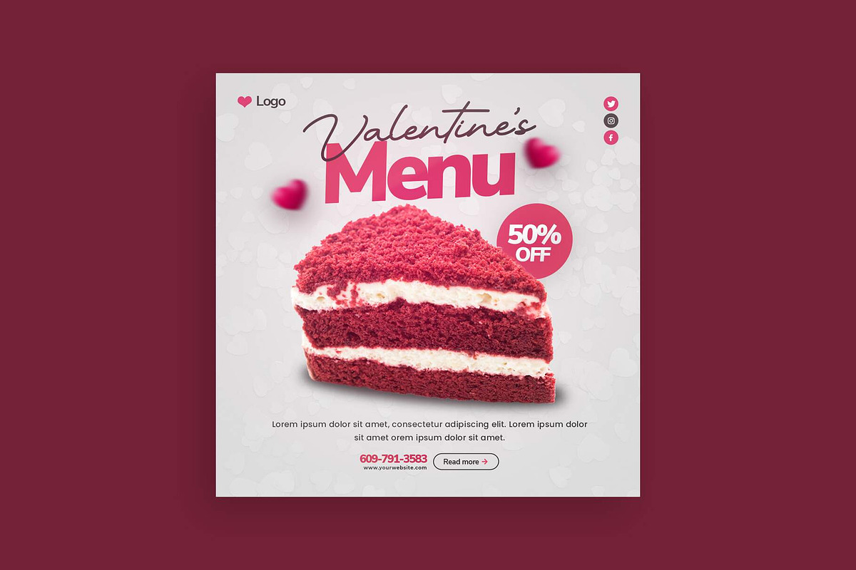 Valentine's Day Social Media Post, a Social Media Template by Saman Osama (Photo 1 of 3)