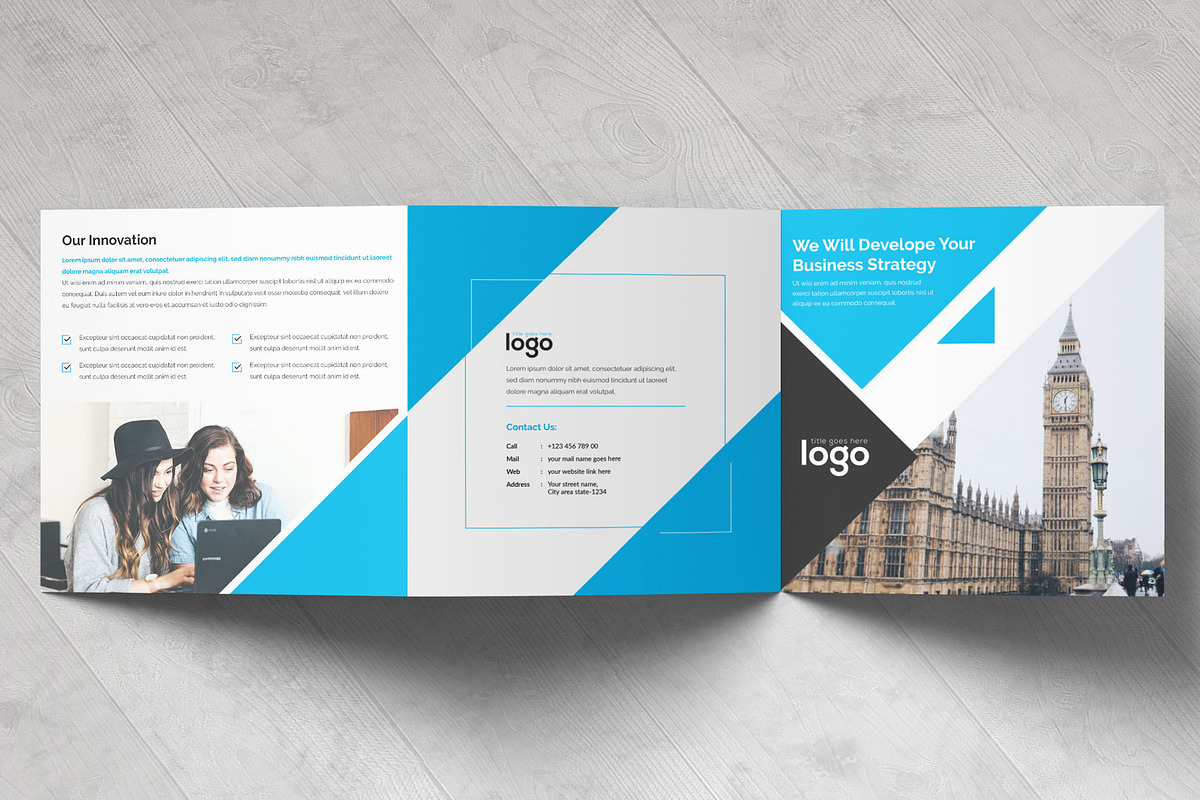 Corporate Square Tri fold Brochure, a Brochure Template by ZAAS (Photo 3 of 5)