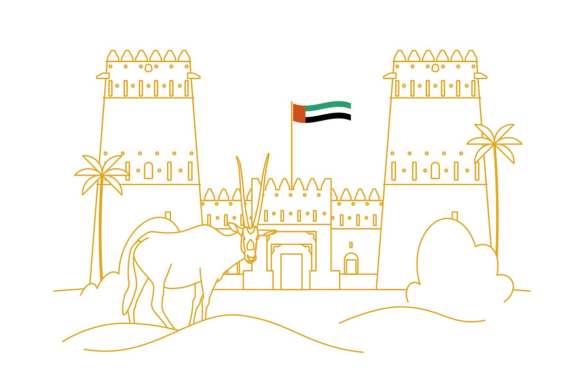 Al Zafra Fort - UAE Landmarks, an Illustration by 3OBAZ Store
