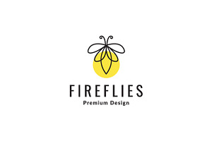 Line Abstract Yellow Fireflies Logo