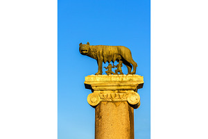 Capitoline wolf statue in rome italy stock photo containing rome and romulus, an Architecture Photo by Leonid Andronov