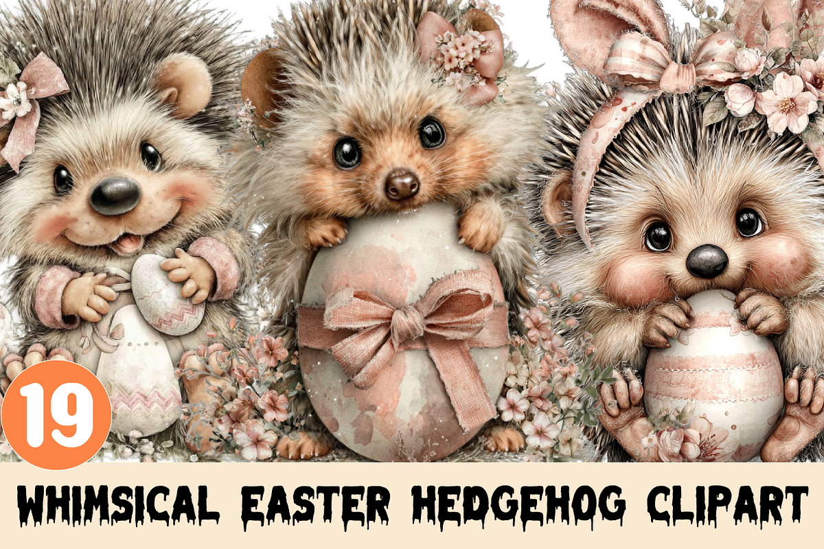 Whimsical Easter Hedgehog Clipart, a Graphic by CitraGraphics (Photo 1 of 4)