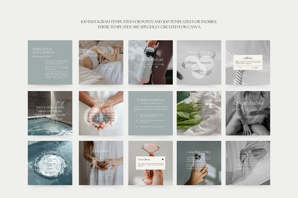600 Wellness Instagram Templates for Coaches | Canva Bundle