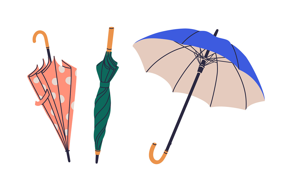 Umbrellas for rainy weather set, an Object Illustration by Good Studio (Photo 5 of 5)