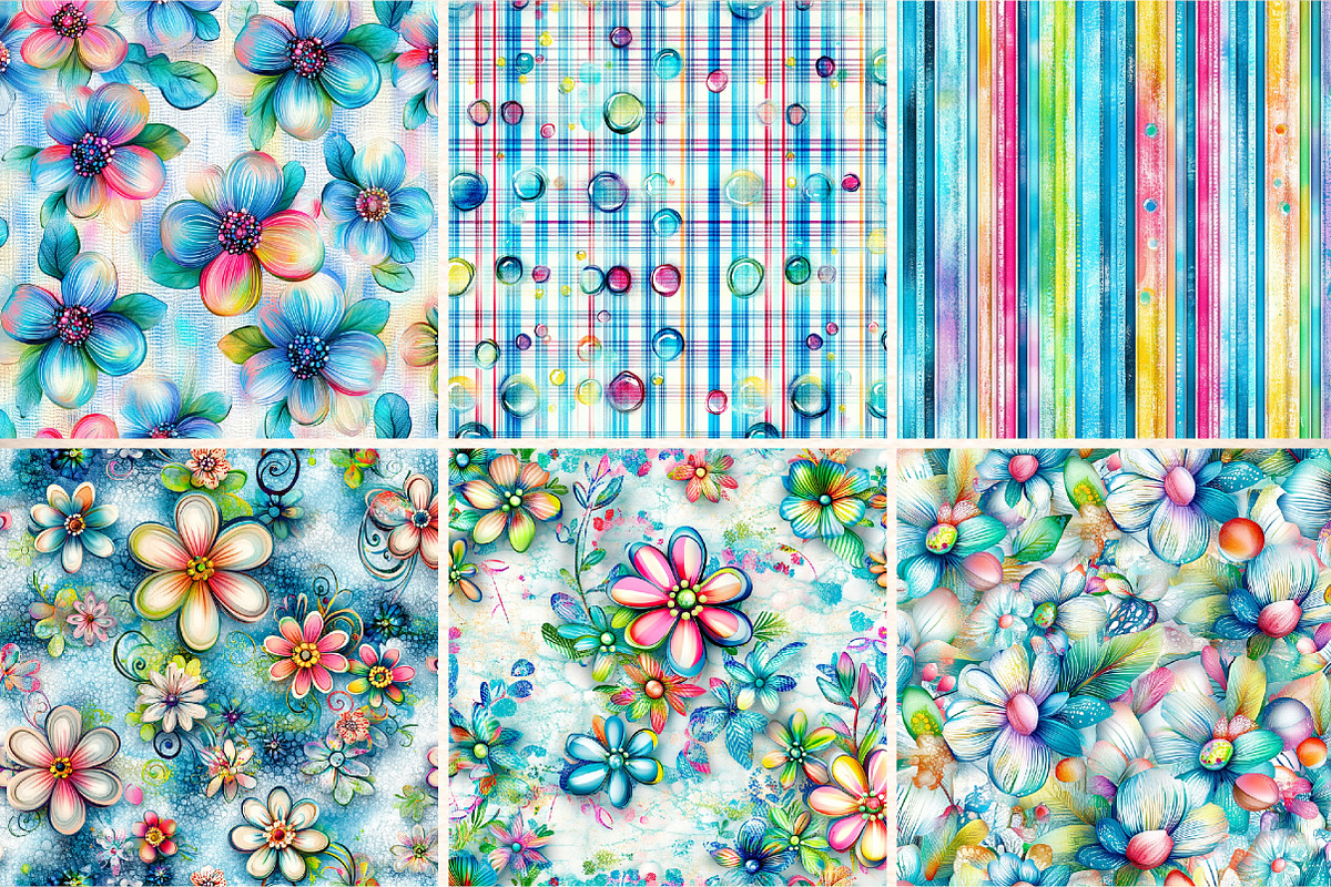 Whimsical Spring Seamless Patterns, a Pattern Graphic by Digital Artistic99 (Photo 3 of 8)