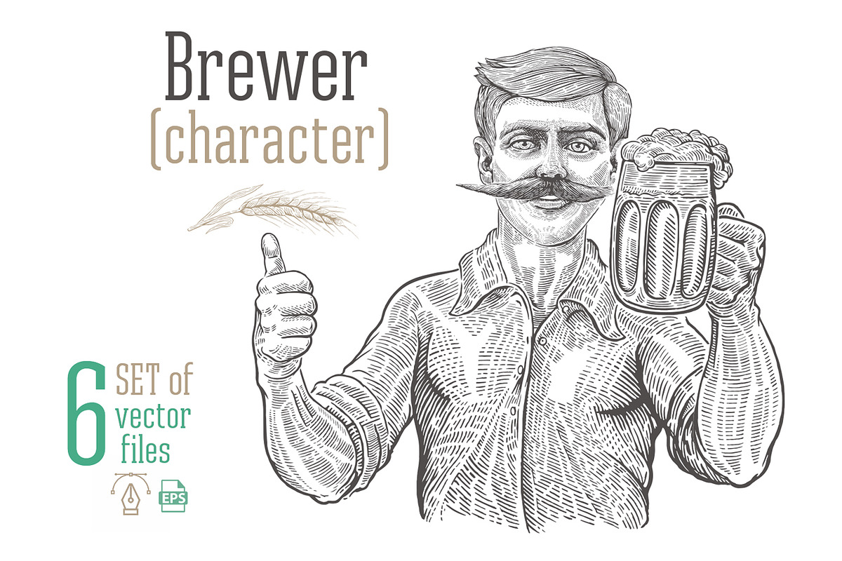 Brewer with mug beer, a Food Illustration by Countryside life (Photo 1 of 8)
