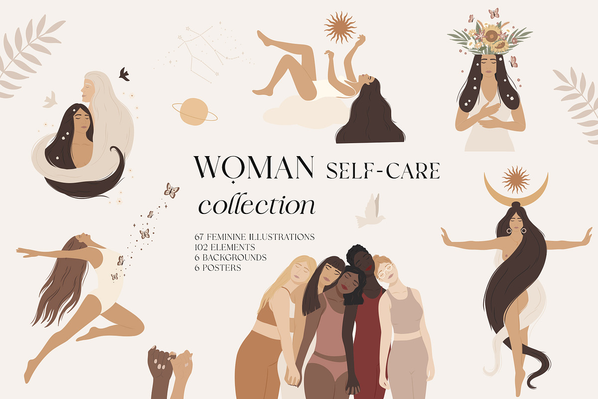 Woman Self-care collection, a Healthcare Illustration by Alisovna (Photo 1 of 14)