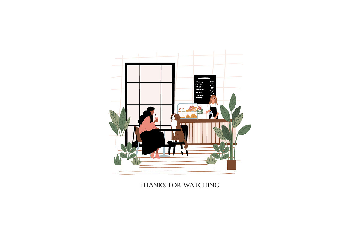 Dog Friendly Coffee Shop Scenes, a Person Illustration by LyubovZaytseva (Photo 20 of 20)