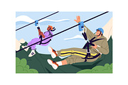 People in rope park with zip line, a Sport Illustration by PaperTrident (Thumbnail 2 of 5)