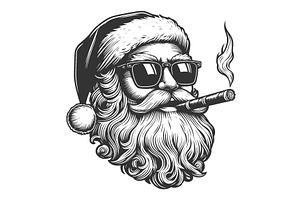 Cool Santa Claus with Sunglasses and, an Illustration by AlexArt