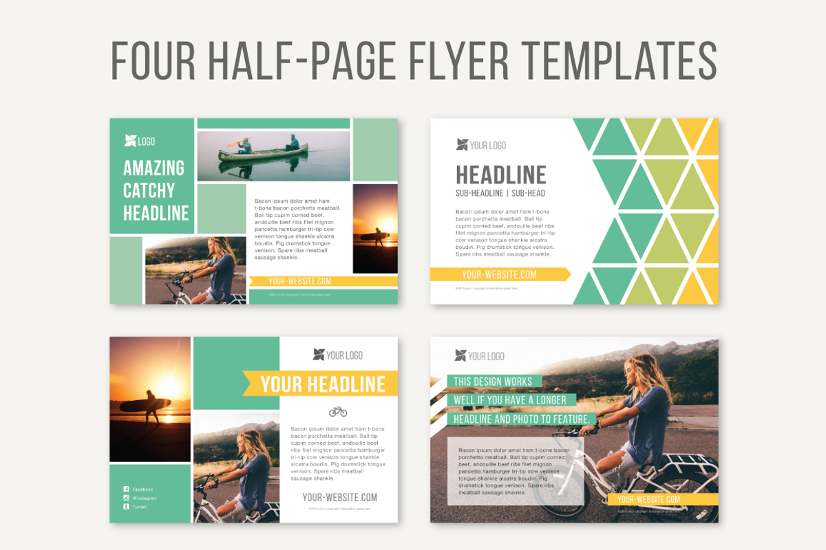Four Half-Page Flyer Templates, a Templates & Theme by Joanna Haecker (Photo 1 of 5)
