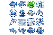 Sea Toile Clipart and Patterns, a Decorative Illustration by Nicole Branger Art (Thumbnail 7 of 28)