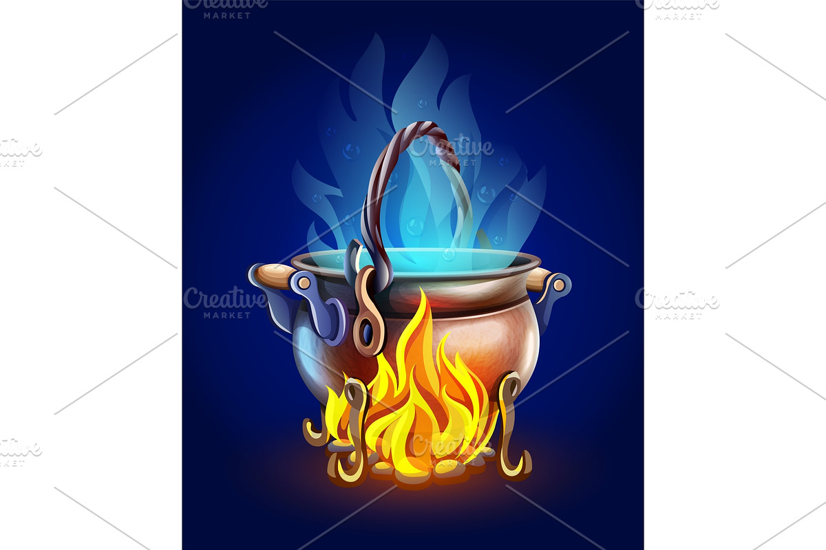 Fairy-tale pot with magic of witch., a Food Illustration by LoopAll