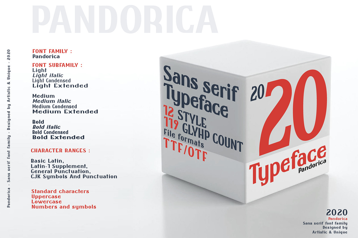 Pandorica-Sans serif font family, a Sans Serif Font by Artistic & Unique (Photo 4 of 11)