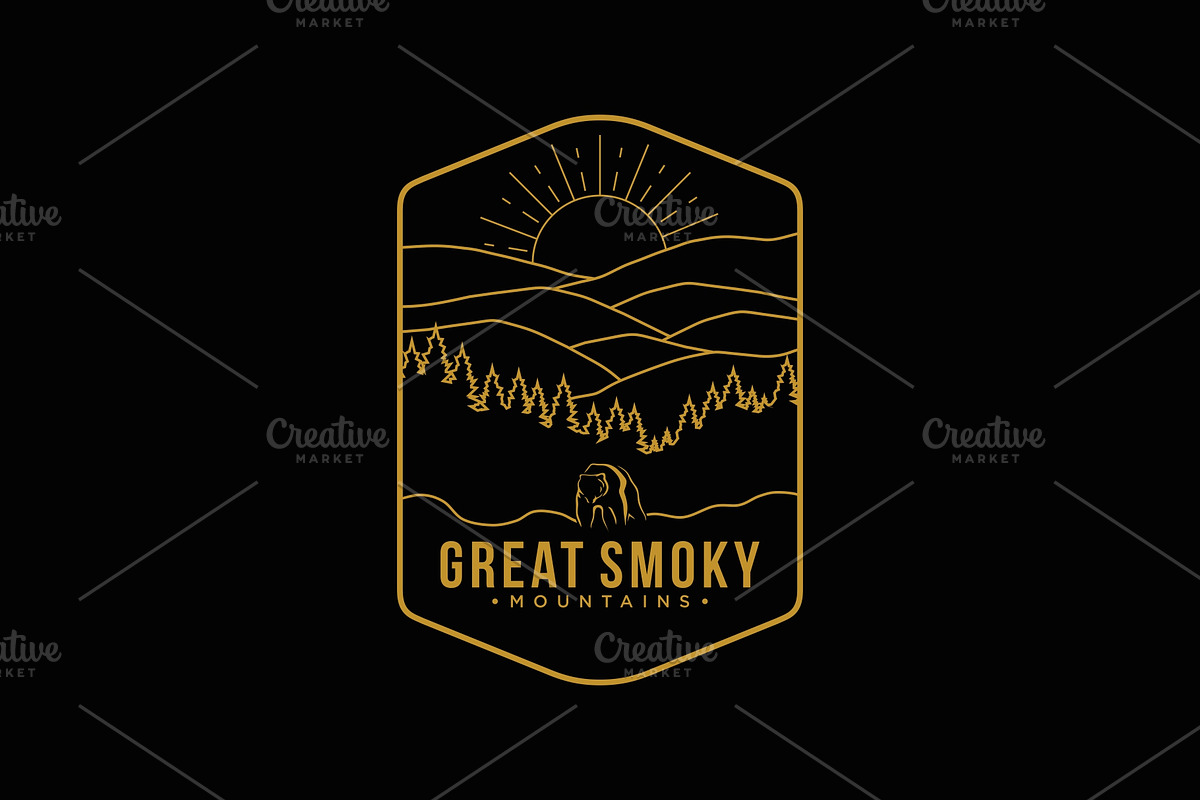 line art great smokey mountains, a Branding & Logo Template by swarnstudio