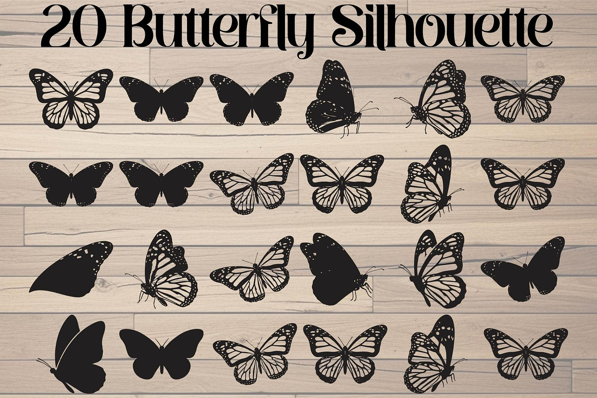 Butterfly Silhouette Bundle, an Object Graphic by Designer_Momina (Photo 1 of 20)