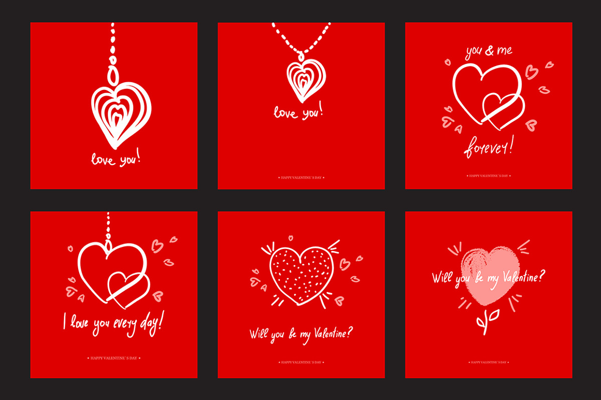 Valentine`s Day Greeting Cards, an Illustration by GalaStudio (Photo 4 of 5)