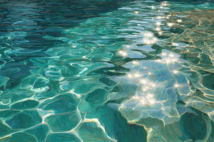 Sunlit Pool Water Abstract Teal Gree, a Photo by Pixeness Studio