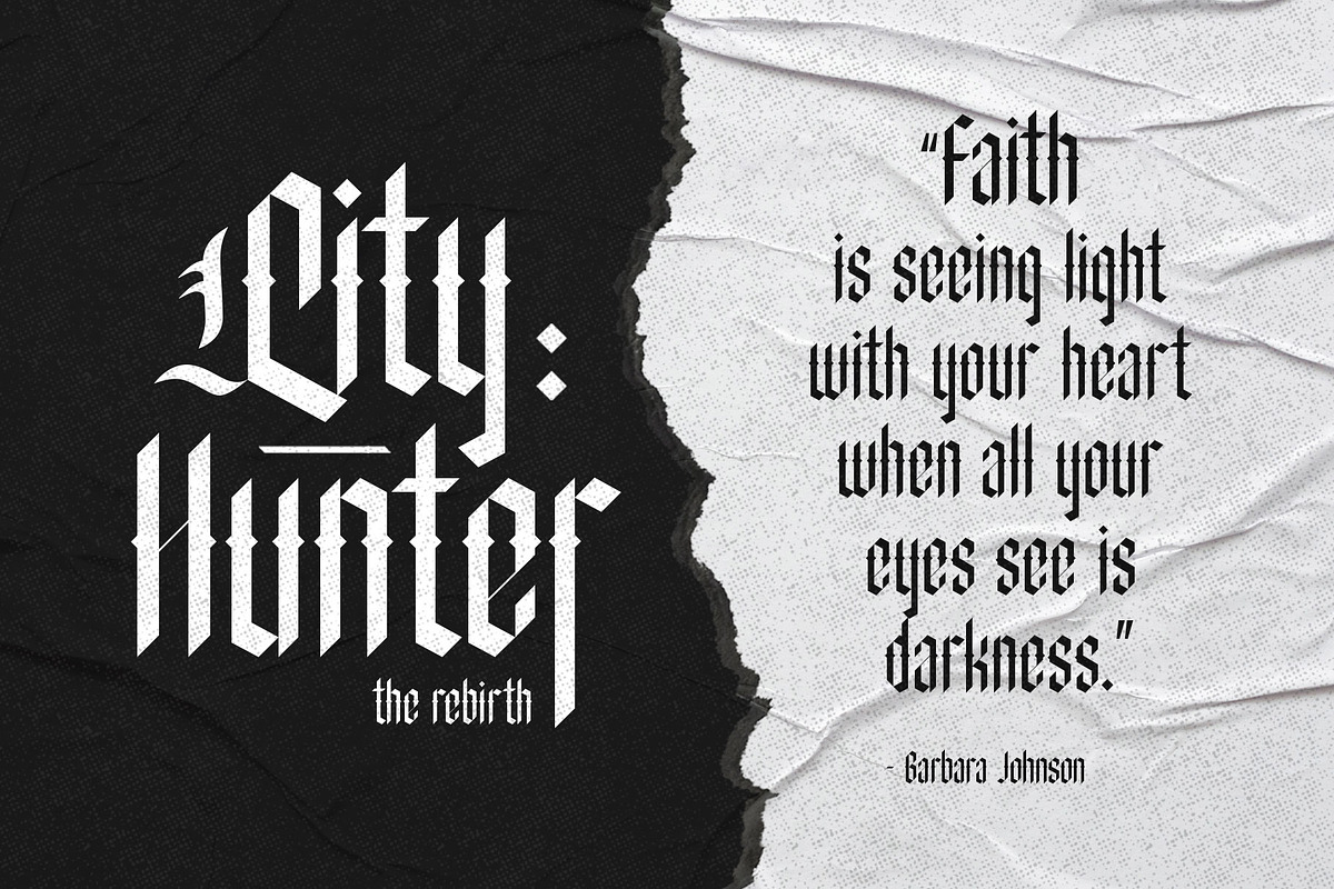 Something Damage - Blackletter, a Blackletter Font by Novitype (Photo 9 of 10)