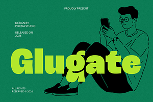 Glugate - Bold Display Font, a Sans Serif Font by Pixesia Studio
