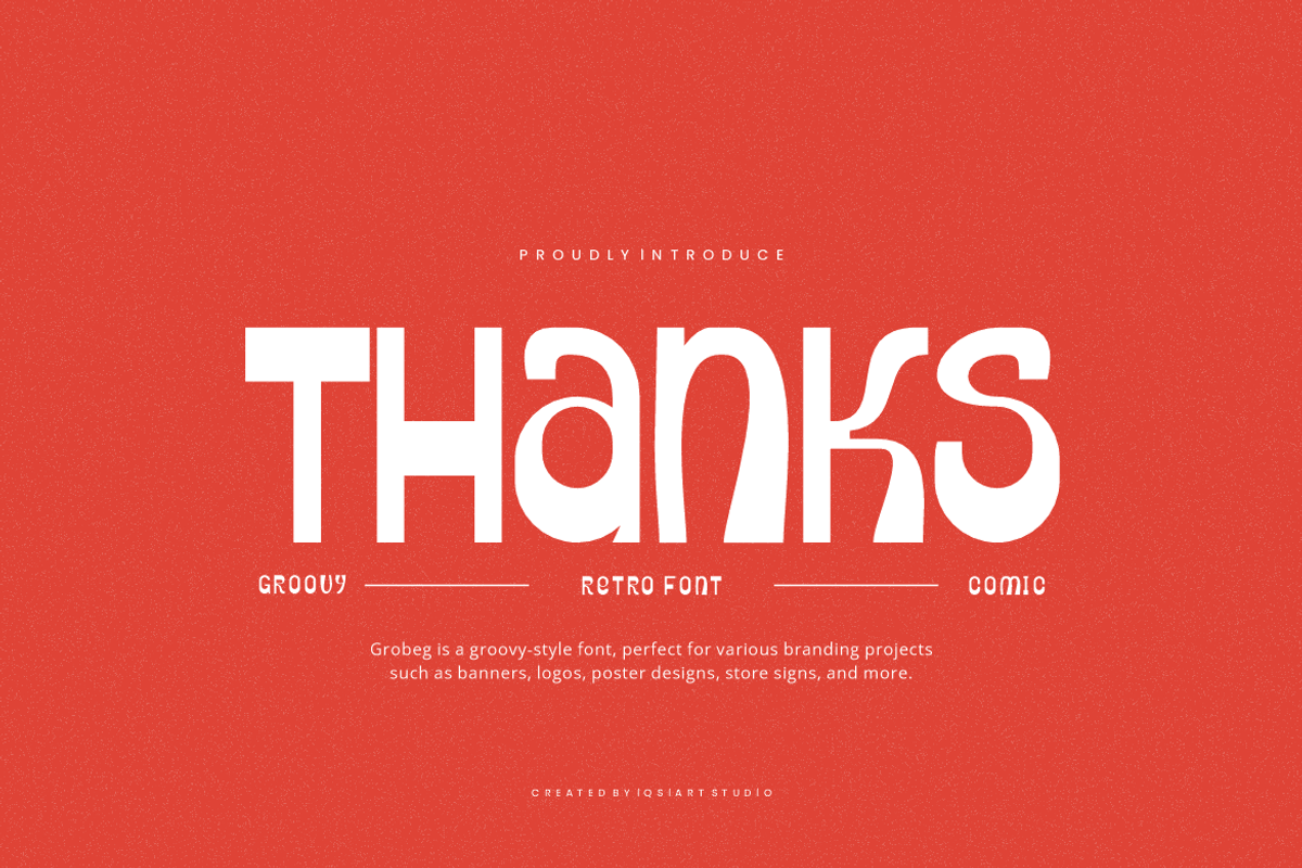 Grobeg - Groovy Font, a Sans Serif Font by Iqsiart Studio (Photo 7 of 7)