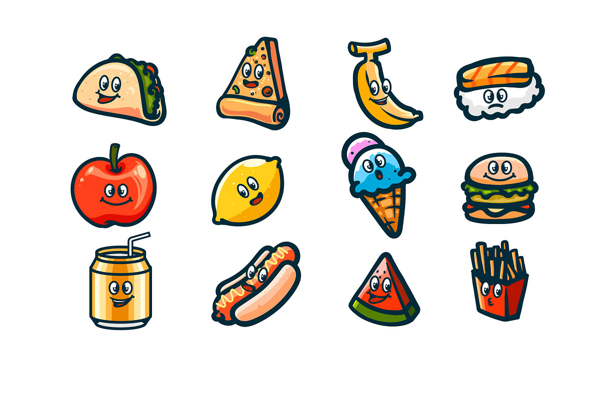 CUTE FOOD ICONS SET, a Food Illustration by grindstudio (Photo 6 of 8)